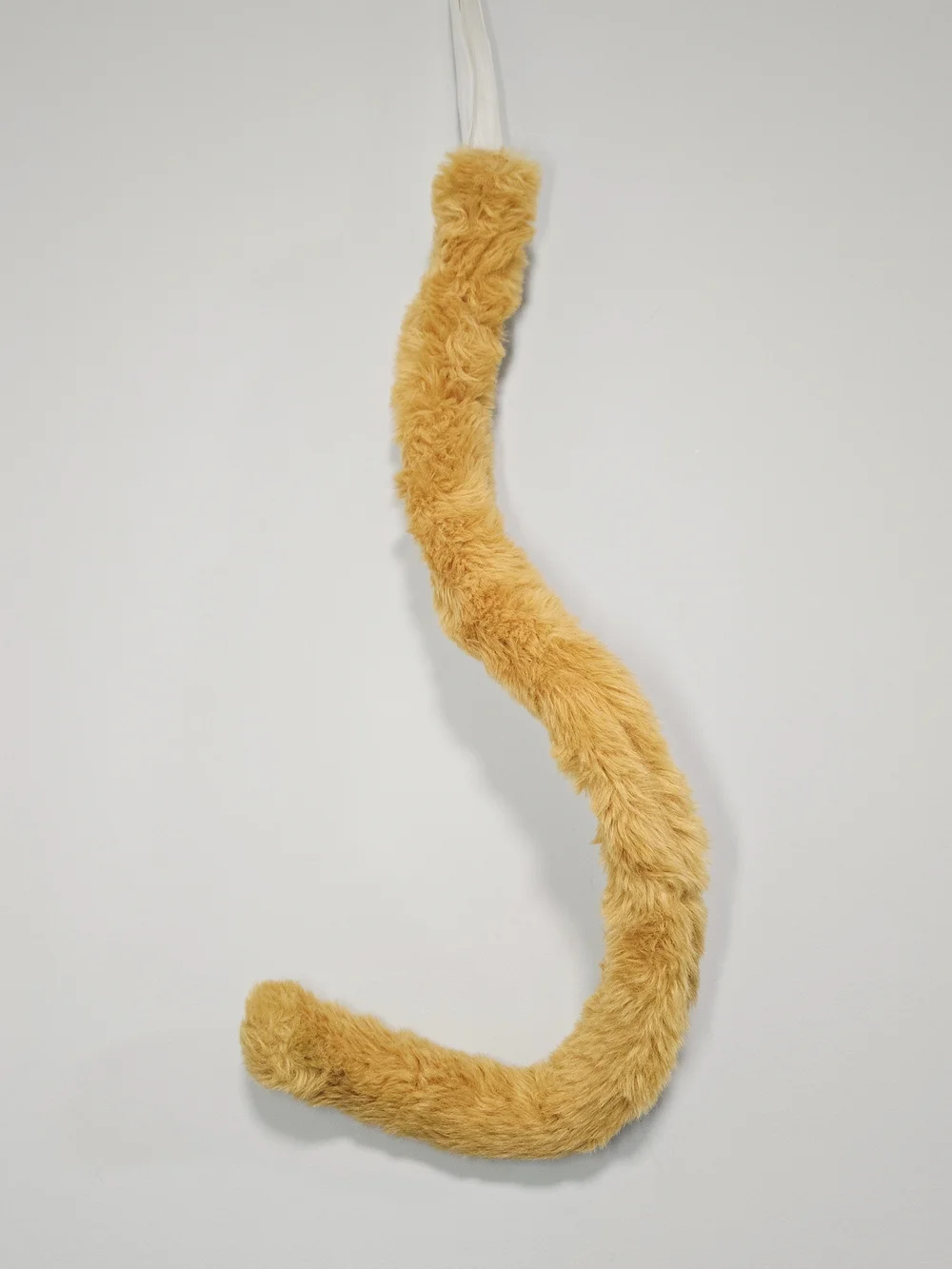 Costume Fuzzy Mustard Yellow Cat FauxFur Tail Accessory With Elastic Waist Band.